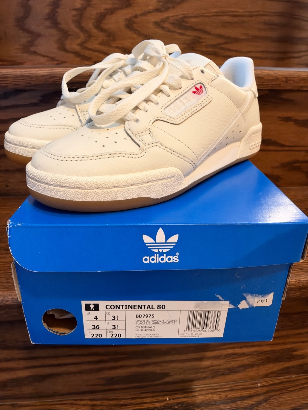 Adidas Originals Continental 80 Off White Gum Sole Size 5.5W (EUR 36) NWT w/ Box